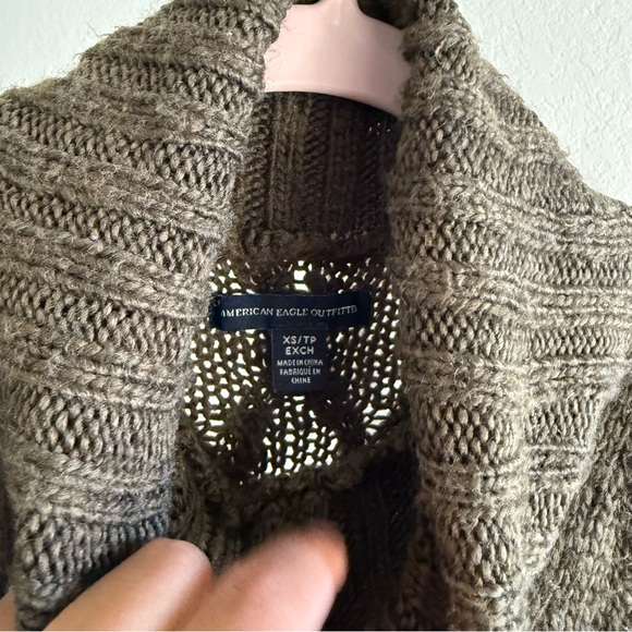 American Eagle Sweater Dress Dark Green Cable Knit Turtleneck Wool Blend XS - Picture 3 of 11